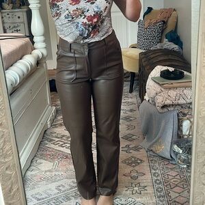 faux brown leather pants